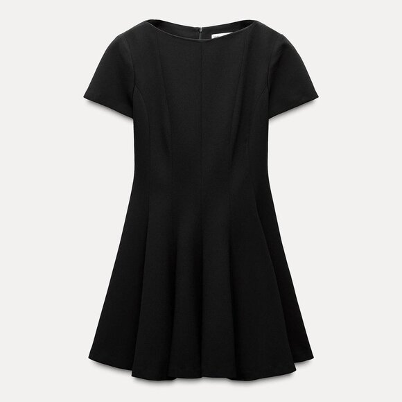 ZARA Godet Mini Dress ZW Collection - Black - Picture 2 of 10
